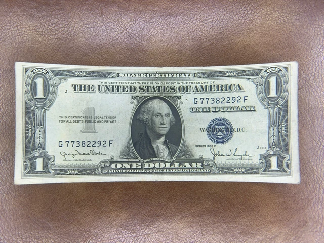 1935 One Dollar Blue Seal Note Silver Certificate Old US Bill $1