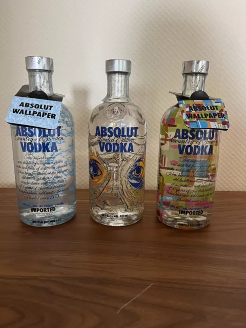 Absolut Vodka Limited Edition WALLPAPER 3x700ml mit Tags