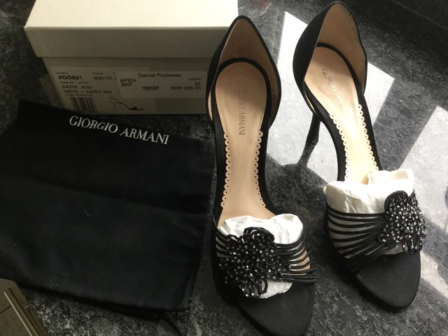 Chaussures à lanières à talons noirs pour femmes Giorgio Armani taille 37/4 excellent inconvénient prix de vente 295 £