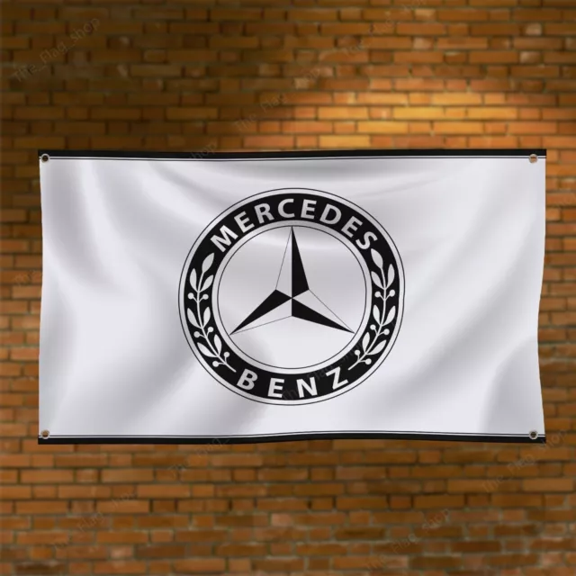 Mercedes-Benz-Flagge, 90 x 150 cm, klassisches Logo, Banner, Garage,...