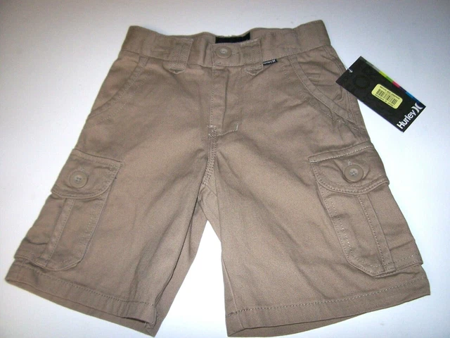 NEW Hurley boys youth sz 12 khaki chino beige brown cargo shorts