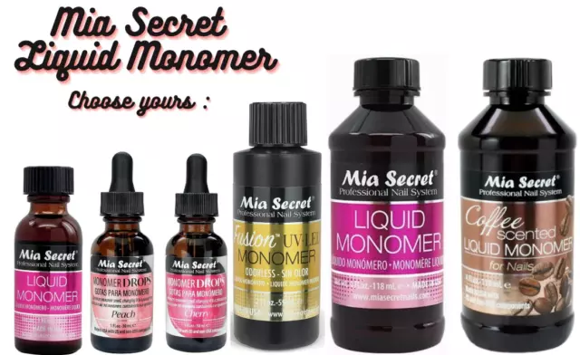 Mia Secret Liquid Monomer /Fusion UV-LED Monomer/Monomer Drop 1oz 2oz 4oz CHOOSE