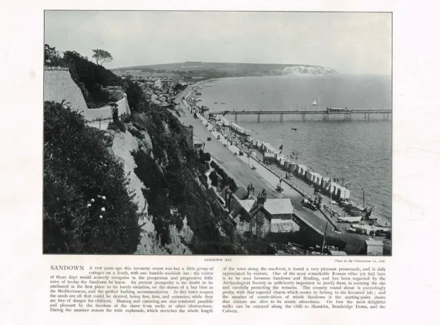 Sandown Bay Pier Isle Of Wight Antique Old Picture Victorian Print 1900 ROC#93
