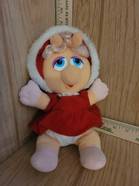 1987 Henson Muppet BABY MISS PIGGY in RED DRESS Plush Stuffed Animal