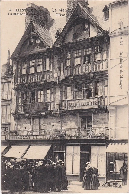 CPA 50 NORMANDIE Manche Pittoresque SAINT-LO La MAISON-DIEU Belle animation Rue