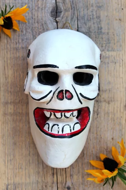 Day of the Dead Skull Mask Wood Small Size Handmade Guerrero Mexican Folk Art