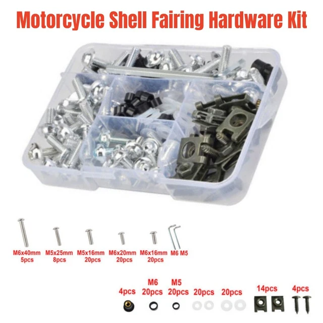 155x Universal ATV Motorcycle Shell Fairing Bolt Plate Screws Nut Set Hardware