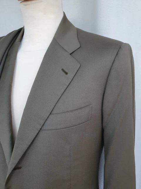 Costume Sur Mesure Sartoria Troilo & Parente - Taille 38S/48C, Laine Gris été Fresco, Occasion
