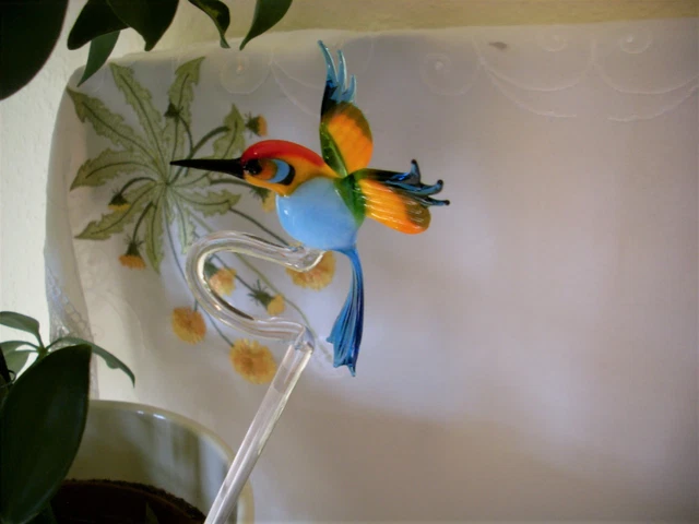 Höhenverstellbarer Orchideenstab Mit Kolibri-Deko – In Hellblau, Lila & Grün, Für Stabile Blütentriebe