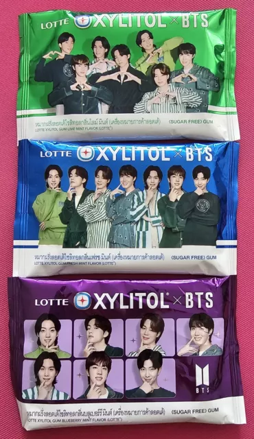 BTS- Korean Popgroup, 3x LOTTE/XYLITOL Chewing Gum THAILAND 2023,Sammler-Edition