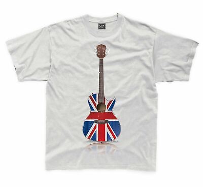 Union Jack Acoustic Guitar Britpop Childrens Guitarist Kids T Shirt