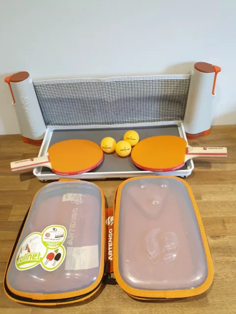 Artengo Rollnet Table Tennis Set play on any table complete set Excellent Cond.