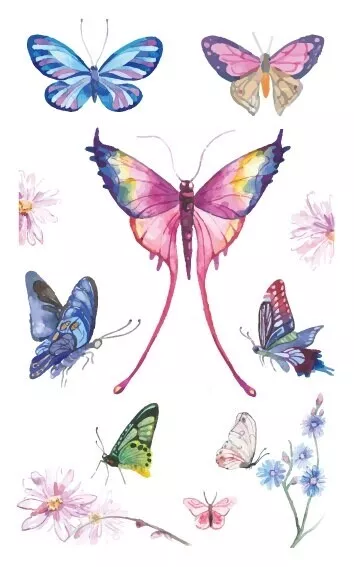 Flash Einmal Temporary Klebe Tattoo Schmetterling Blume Geschenk Party Urlaub