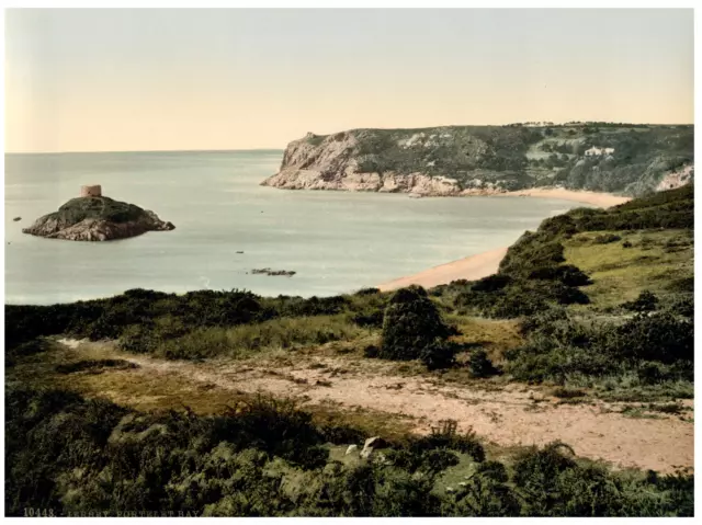 Channel Islands. Jersey. Portelet Bay  PZ vintage photochromie,  photochromie,