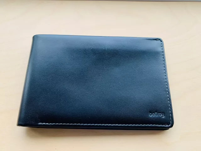 Bellroy Travel Wallet: Leather RFID Passport Holder, Black Slate Grey, Used