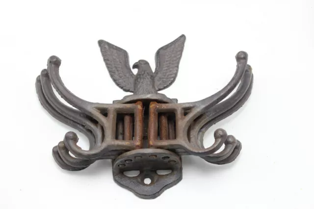 Vintage Eagle Theme Cast Iron Swivel 6 Coat / Hat Hook House Restoration