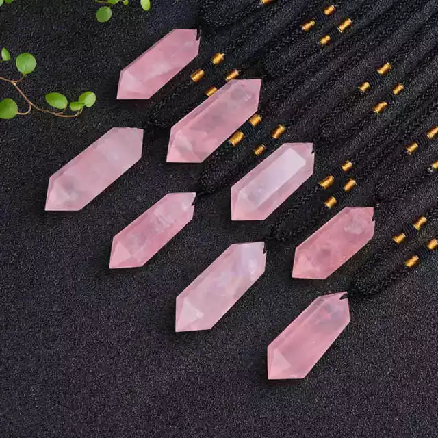 Natural Clear Rose Fluorute Quartz Crystal Pendant Chakra Healing Stone Necklace 3