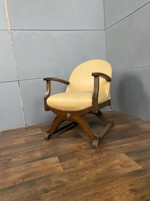 Schreibtischstuhl, Armlehnstuhl Bauhaus Art-deco Jugendstil Shabby Vintage Leder