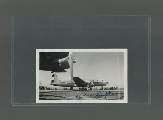 KLM Photo 1947 The Flying Dutchman on the tarmac signed by Captain Ron George