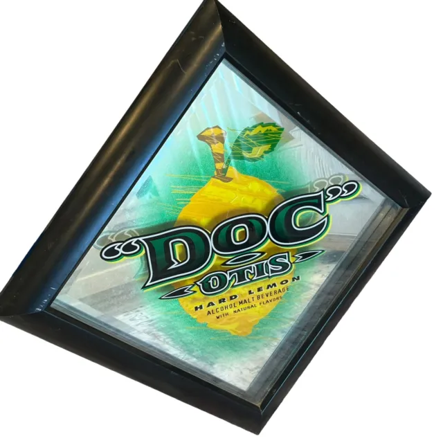 "Doc" Otis Hard Lemon Alcohol Malt Vintage Mirror Bar Sign Man Cave Advertising