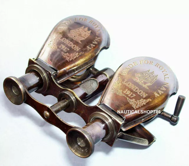 Antique vintage brass binoculars monocular nautical pirates spyglass binoculars