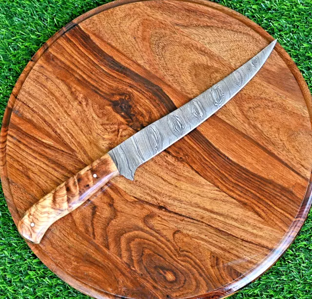 Japanese Style Fillet Chef Knife Custom HandMade - Hand Forged Damascus Steel