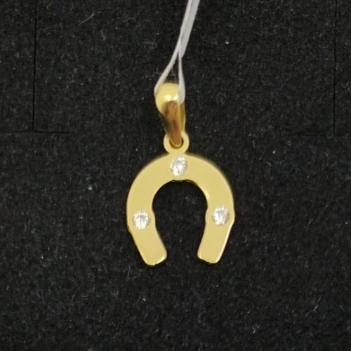 Pendentif Fer à Cheval En Or 18K 750 - Avec 3 Zirconias, Taille 13,5 Mm, Neuf Avec étiquettes FMF