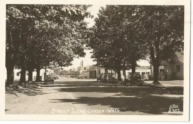 Lynden, WA Washington old RPPC Postcard, Street Scene by Ellis