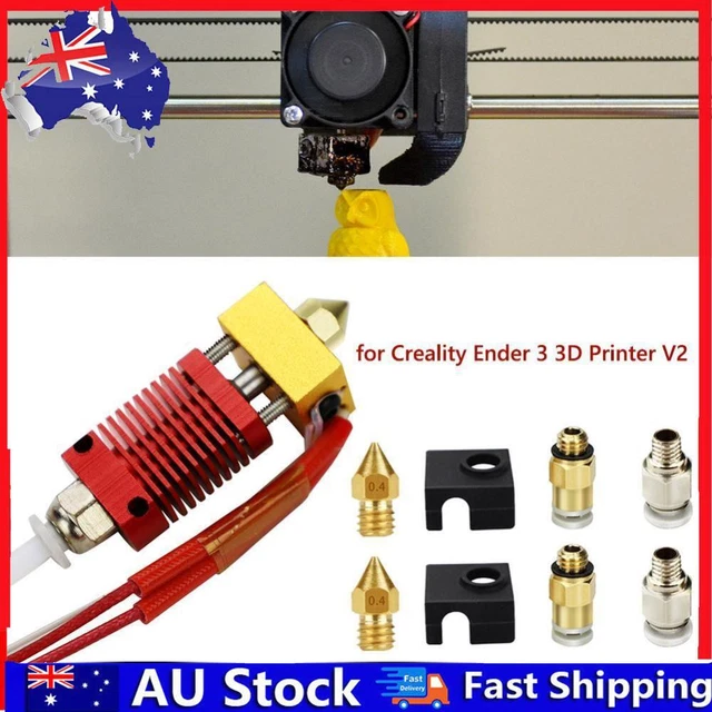 9x DIY 0.4mm MK8 Nozzle Extruder Hot End Kit for Creality Ender 3 Pro 3D Printer