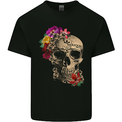 Mexique ZUCCHERO Teschio Giorno dei Morti dotd Da Uomo Cotone T-Shirt Tee Top
