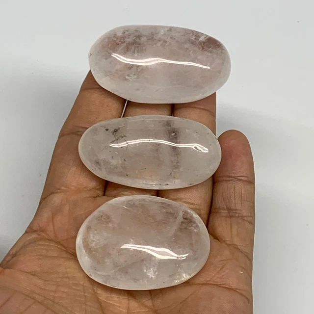 123.5g, 1.7"-2", 3pcs. Natural Quartz Crystal Palm-Stone Polished Reiki, B29028