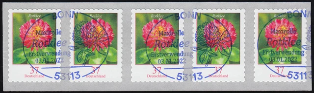 3663 Rotklee 37 Cent sk 5er-Streifen mit UNGERADER Nummer, EV-O Bonn 3.1.22