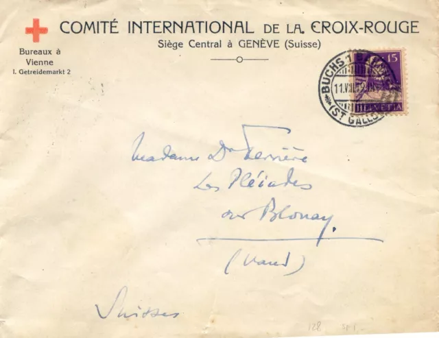 Mail von Buchs 1 Bahnhof 1919 - comité international de la croix rouge -