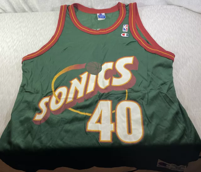 Vintage 1990s Champion NBA Seattle SuperSonics VIN Baker #42 Jersey Sz. Youth L