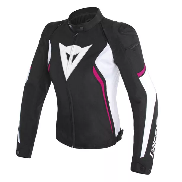 Jacke Damen Original Dainese Avro D2 Tex Wasserdicht Schwarz/Weiß/Fuchsie