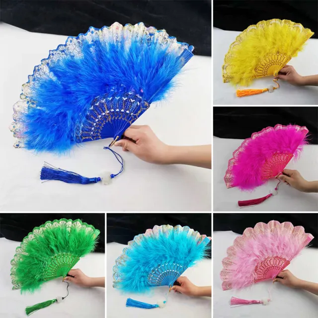 FEATHER FAN Ladies Hand Held Fan Burlesque Party Fancy Dress Costume 20s Flapper