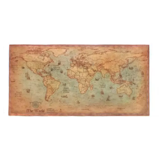 Vintage World Map Retro Old Paper Nautical Chart Ocean Sea Painting Wall Posters