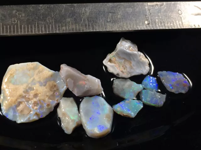 20.25tcw Lightning Ridge CP Australian Opal Rough/rubs Crystal Color/Flash