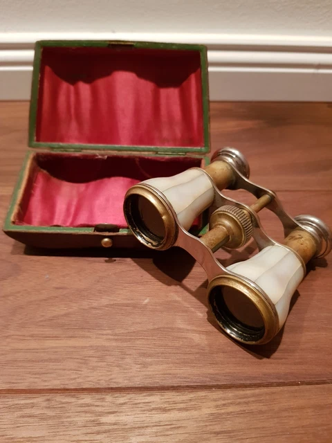 Antik Opernglas Perlmutt/ Messing, Ausziehbar, Fernglas OVP
