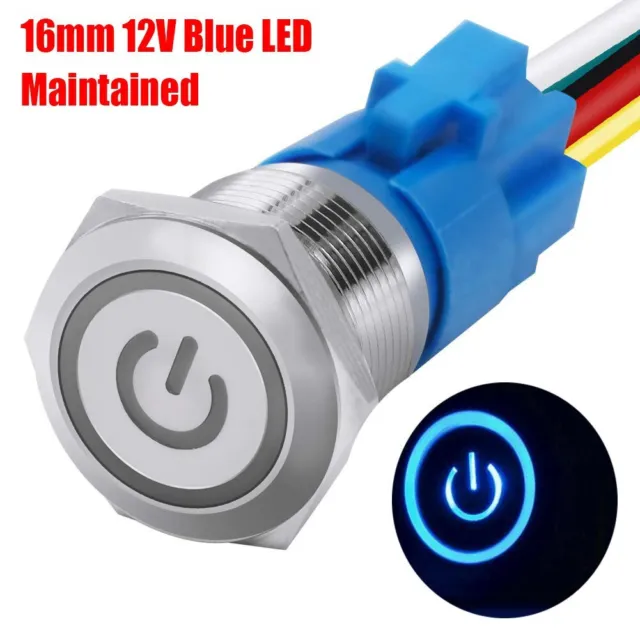 16MM BUTTON SWITCH Latching ON OFF Power Switch With Wire Socket ...