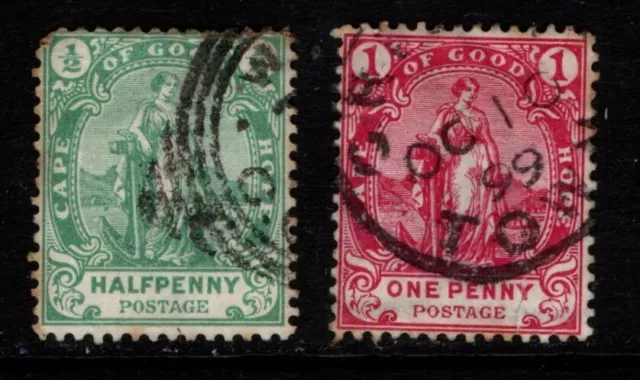 Cape of Good Hope 1893 1902 Hope Allegory ½d, 1d SG58-59 Used