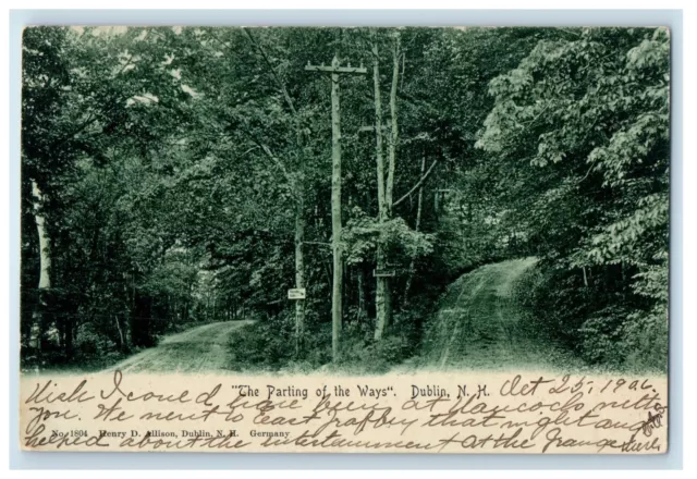 1906 The Parting Of The Ways Dublin New Hampshire NH Unposted Antique Postcard