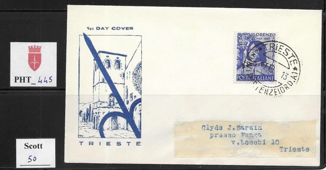 PHT_445. TRIESTE FTT. FDC w. 1949 LORENZO IL MAGNIFICO. Scott 50