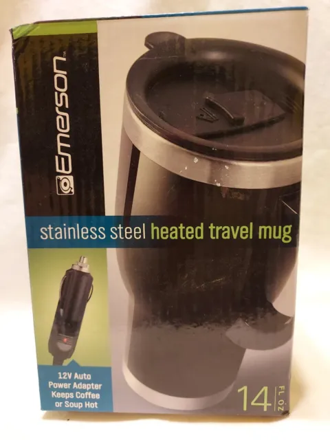 Emerson 14 Oz Stainless Steel Heated Plug-in 12 Volt Travel Mug
