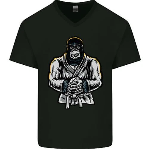 Jiu Jitsu Gorilla MMA Martial Arts Karate Mens V-Neck Cotton T-Shirt