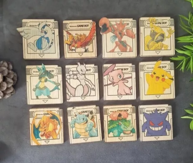 Ensemble de 12 sous bocks en bois "Pokémon" - Décoration murale