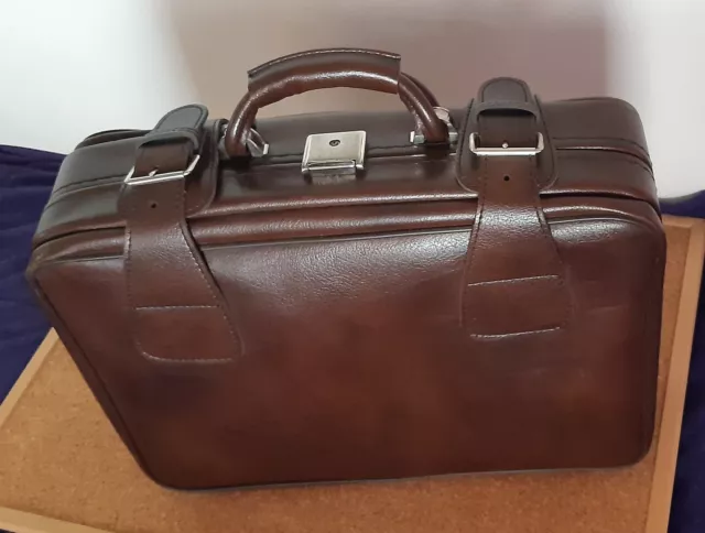 Vintage leather suitcase Brown luggage-Hardcase travel bag 60s-L=18in