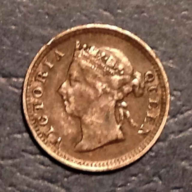 ~ 1891  Straits Settlements Victoria 5 Five Cents - free US shipping