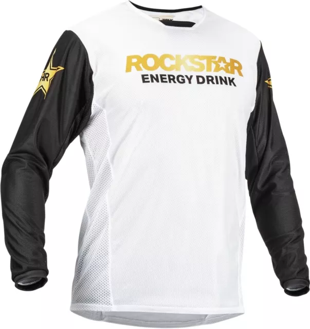 Fly Racing Kinetic Mesh Rockstar Mens MX Offroad Jersey White/Gold FREE SHIP!