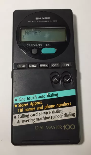 Vintage SHARP Pocket Auto Dialer Dial Master 100 EL-6230 Tested And Works